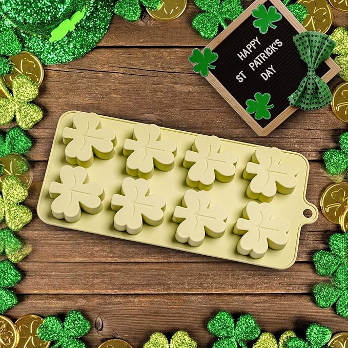 Shamrock Chocolate Molds, 2 Pack Silicone Dessert Mold, St. Patrick's Day Theme, Green, Silicone, BPA Free