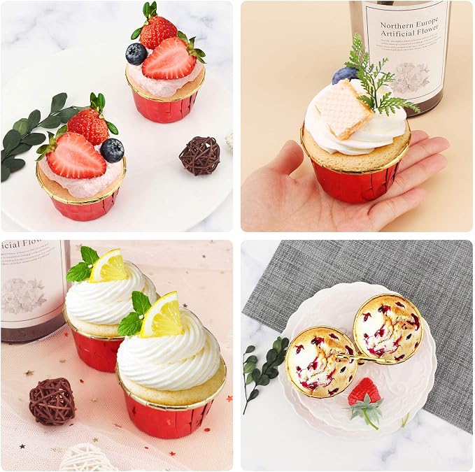 Cupcake Liner, Eusoar 50pcs 3.5 Ounce Disposable Pudding Holders, Muffin Liners, Aluminum Foil Baking Cups, Muffin Baking Cups, Foil Ramekins, Muffin Pan, Cupcake Wrappers, Cupcake Ramekin Holder Cups - Image 4