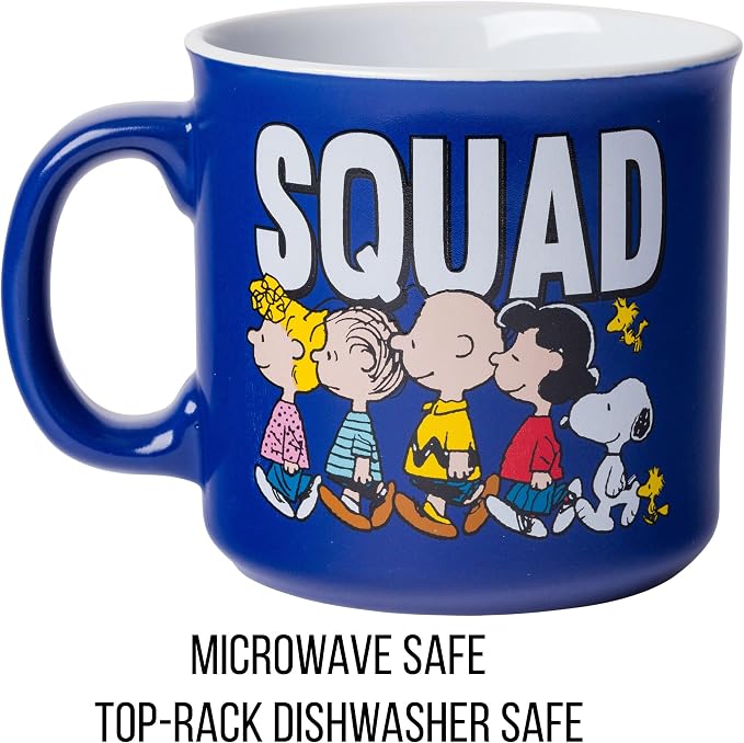 Silver Buffalo Peanuts Squad, Ceramic Camper Mug, 20oz | Sally, Linus, Charlie Brown, Lucy, Snoopy, Woodstock, 0.59 Liters - Image 3