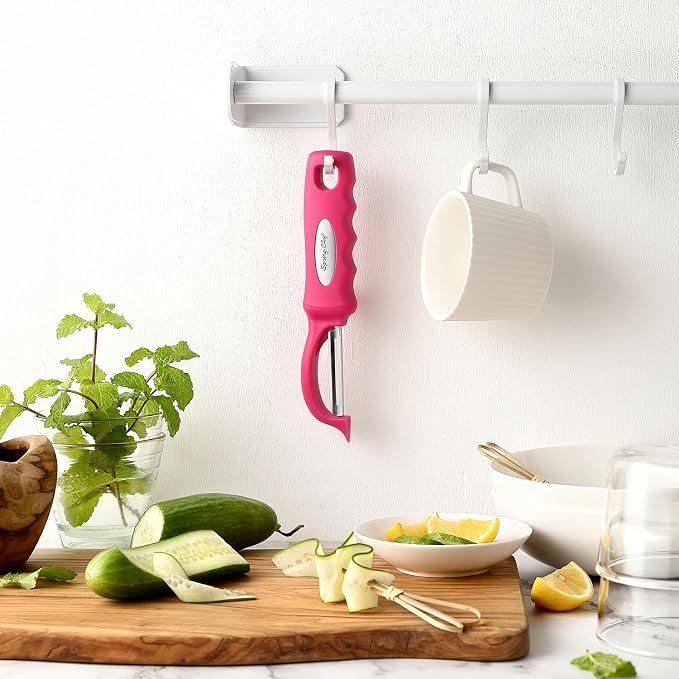 Spring Chef Swivel Vegetable Peeler for Kitchen w/Soft Grip Handle, Pink | Premium Potato Peeler w/ Ultra Sharp Stainless Steel Blades, Multifunctional Veggie Peeler for Apple, Carrot, Cucumber, Fruit - Image 2
