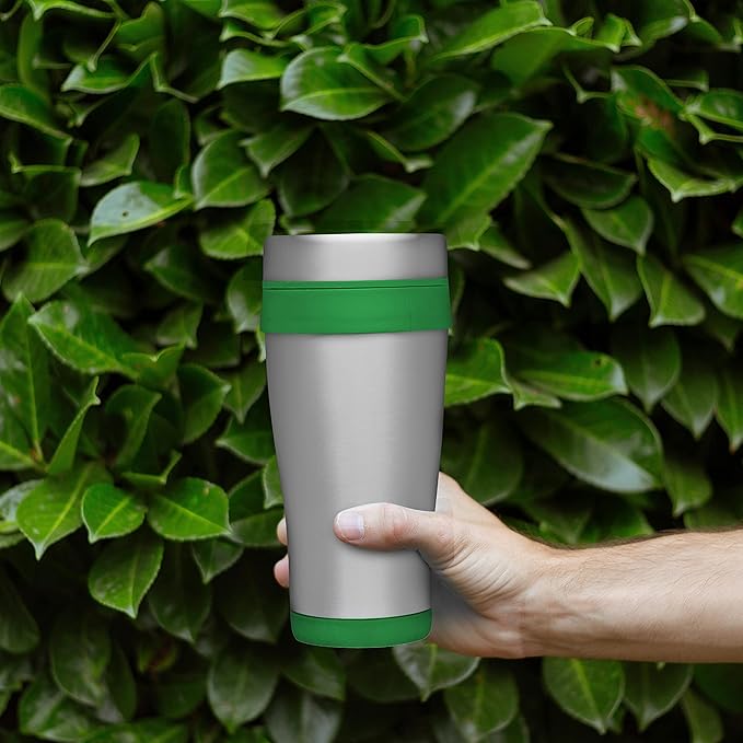 DISCOUNT PROMOS Insulated Stainless Steel Travel Mugs 16 oz. Set of 10, Bulk Pack - Perfect for Coffee, Soda, Other Hot & Cold Beverages - Green
