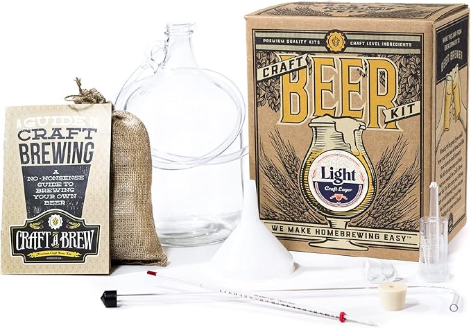 Craft A Brew - Light - Craft Lager - Beer Making Kit - Make Your Own Craft Beer - Complete Equipment and Supplies - Starter Home Brewing Kit - 1 Gallon