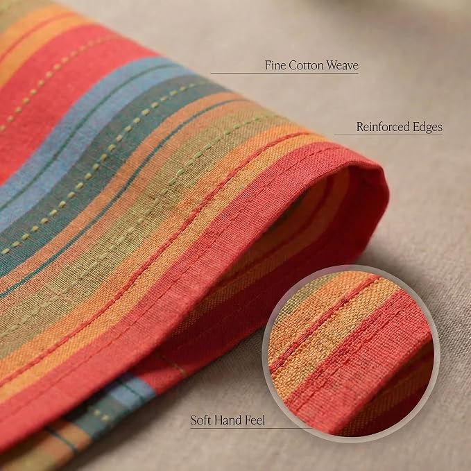 Urban Villa Cloth Napkins Cotton 20x20 (Set of 12) Red Stripes - Image 5