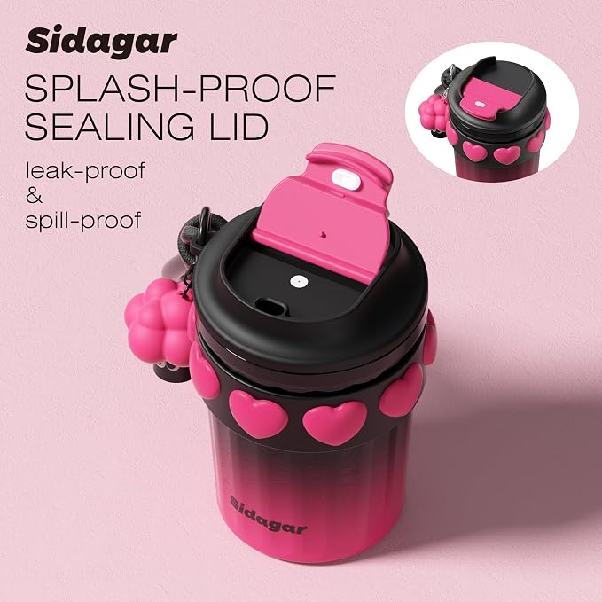 SDGA+ 12 OZ Travel Coffee Mug with Lid Spill Proof Leak Proof, Stainless Steel Thermal Coffee Tumbler for Hot and Cold, Resuable Insulated Coffee Cup For Women, Black and Pink - Image 3