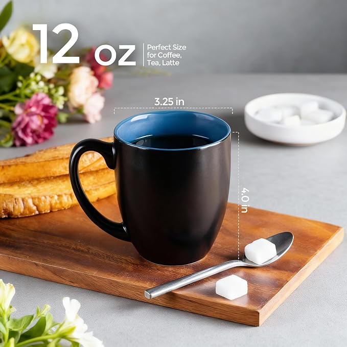 GBhome 12oz Coffee Mugs Set of 6,Ceramic Coffee Mugs for Man, Woman,Restaurant Modern Coffee Mugs Set with handle for Tea/Latte/Cappuccino/Milk/Cocoa. Dishwasher&Microwave Safe,Multi-Color,6 Pack - Image 9