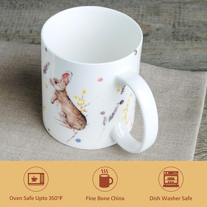 Maison d' Hermine Coffee Mug with Handles Tea Cups (12 Ounce, Pack of 1) | Fine Bone China Coffee Mugs for Hot Beverages Cappuccino Latte Home Restaurant Hotel Spring Summer -Easter Zest - Rabbits - Image 7