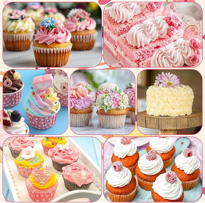 10Pcs Cake Piping Tips Set, Cake Decorating Icing Piping Tip Stainless Steel Cupcake Frosting Nozzles Tool for Baking Cookies Puff Doughnut Cream Bag Filler