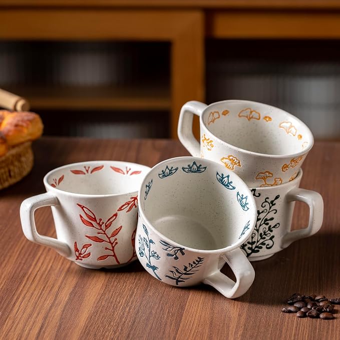 Ceramic Mug 11 oz Unique Luxurious Cup, Mug for Coffee Milk Latte Cappuccino Tea, Office Home Dishwasher Microwave Freezer Safe Stoneware Handmade Minimalis Cup Red - Image 5