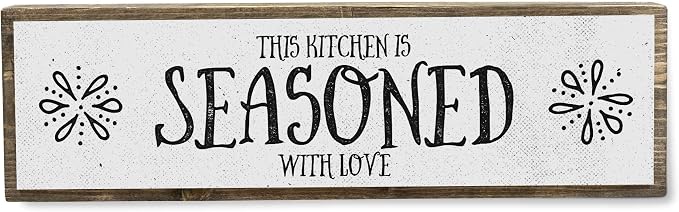 Kitchen Wood Signs (Medium - Wood And Metal, This Kitchen is Seasoned With Love) by ANVEVO