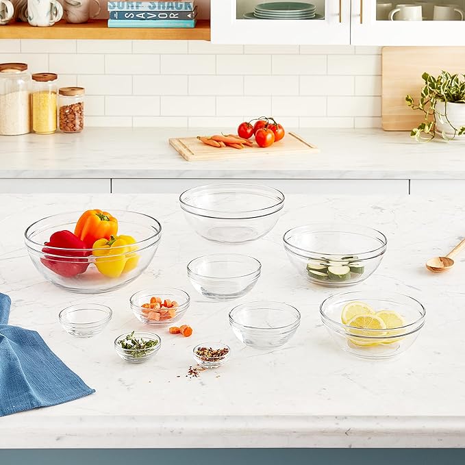 Anchor Hocking 10 Piece Mixing Bowl Set, Nesting Serving Bowls & Mixing Bowls (1 oz, 2 oz, 4 oz, 6 oz, 10 oz, 16 oz, 1 Qt, 1.5 Qt, 2.5 Qt, 3.5 Qt) - Image 2