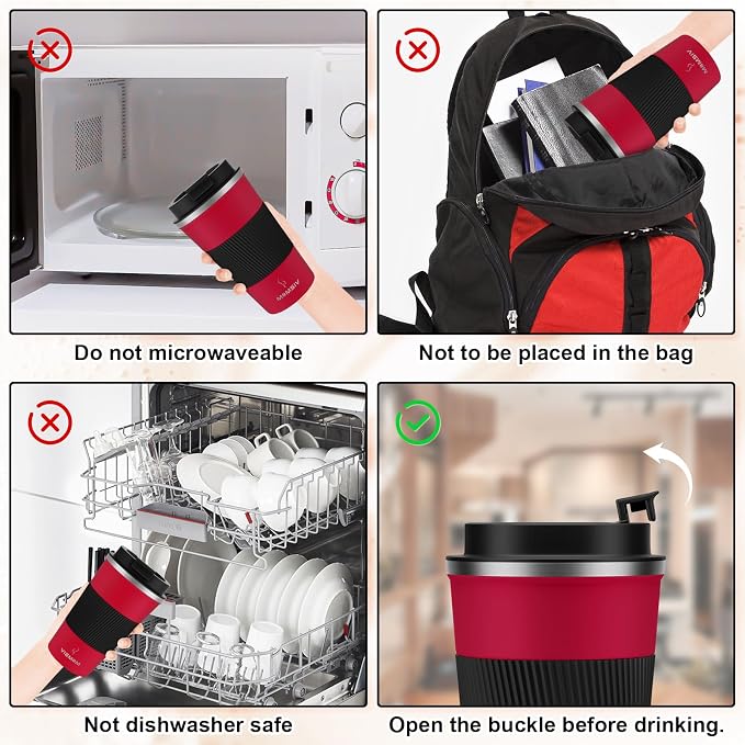 MOMSIV 12oz Travel Coffee Mug, Insulated Coffee Cup with Leakproof Lid | 6-Hour Heat Retention, 360°Leak proof, Vacuum Stainless Steel Double Walled, BPA-free, Reusable And To Go Coffee Mug - Image 6