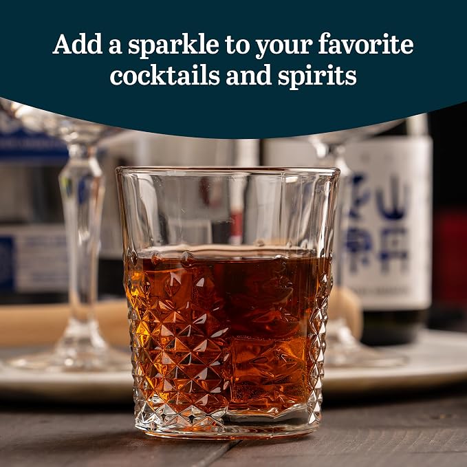 Libbey Carats Double Old Fashioned Glasses, 12 Oz Faceted Whiskey Drinking Glasses, Dishwasher Safe Rocks Glass Set for Spirits, Cocktails - Image 5