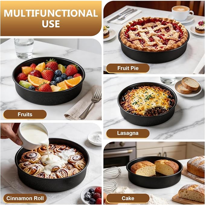 P&P CHEF 9 Inch Cake Pan Set of 4, 4 Pcs Nonstick Round Cake Baking Pans | Stainless Steel Core & Non-stick Coating, Layer Cakes Tin for Cooking, Ideal for Birthday Wedding, Oven & Dishwasher Safe - Image 6