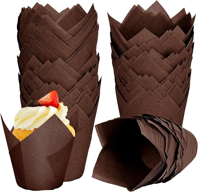 120pcs Tulip Cupcake Liners for Baking Cups, Premium Muffin Liners Holders | Food Graded Parchment Paper Muffin Liners Holders, Standard Greaseproof Cupcake Wrappers for Party, Christmas by Neyimqr