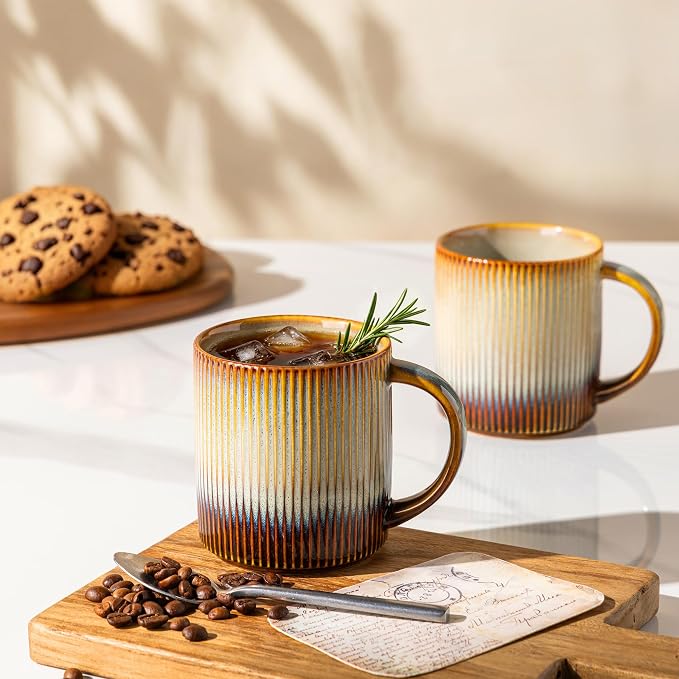 theterra Ceramic Coffee Mugs Set of 6, 14.2 oz Coffee Cups with Handle | Handmade, Suitable for Latte, Tea, Milk, Beer & Hot Cocoa, Dusk Blue - Image 6