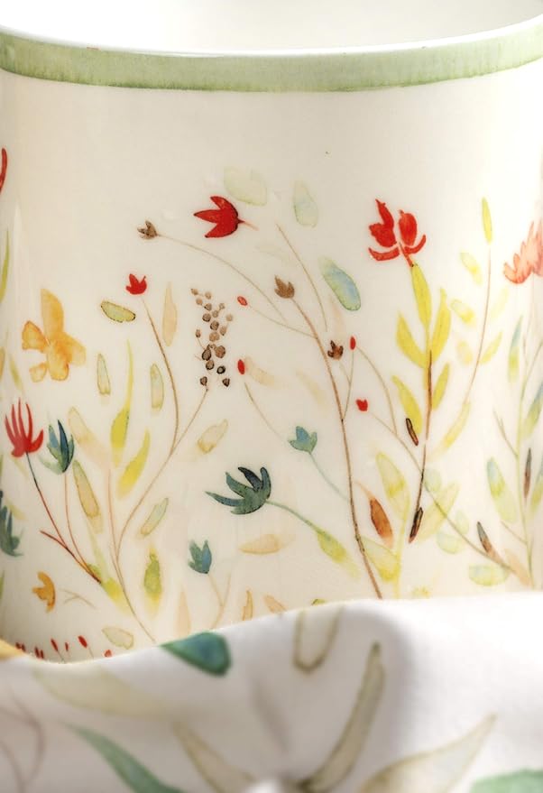 Maison d' Hermine Coffee Mug with Handles Tea Cups (12 Ounce, Pack of 1) | Fine Bone China Coffee Mugs for Hot Beverages Cappuccino Latte Home Restaurant Hotel Spring Summer -Colmar - Green - Image 7