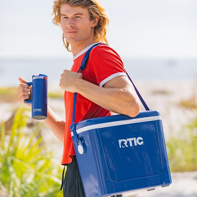 RTIC 20oz Road Trip Travel Mug with Lid and Handle, Ceramic Lined, Cobalt | Stainless Steel Metal, Insulated Travel Cup for Hot and Cold Drinks, Coffee, Car, Camping and Travel - Image 6