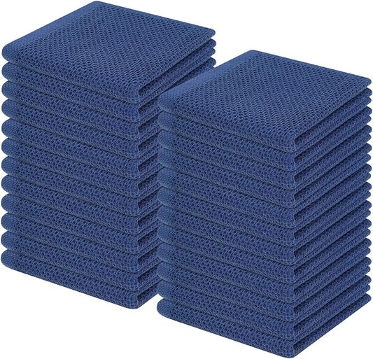 Homaxy 100% Cotton Waffle Weave Kitchen Dish Cloths 24-Pack, Navy Blue | 12 x 12 Inches, Ultra Soft Absorbent Dish Towels, Quick Drying Dish Rags with Hanging Loop by Homaxy