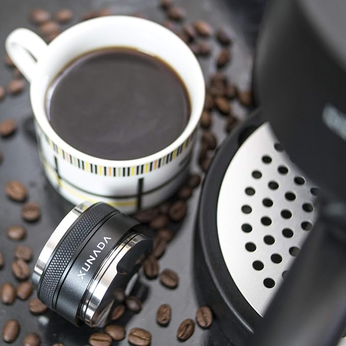 X XUNADA 53.3mm Coffee Distributor & Tamper, Works with all 54mm Portafilters, Espresso Hand Tampers, 2-in-1 Adjustable Espresso Distribution Leveler & Tamping Tool