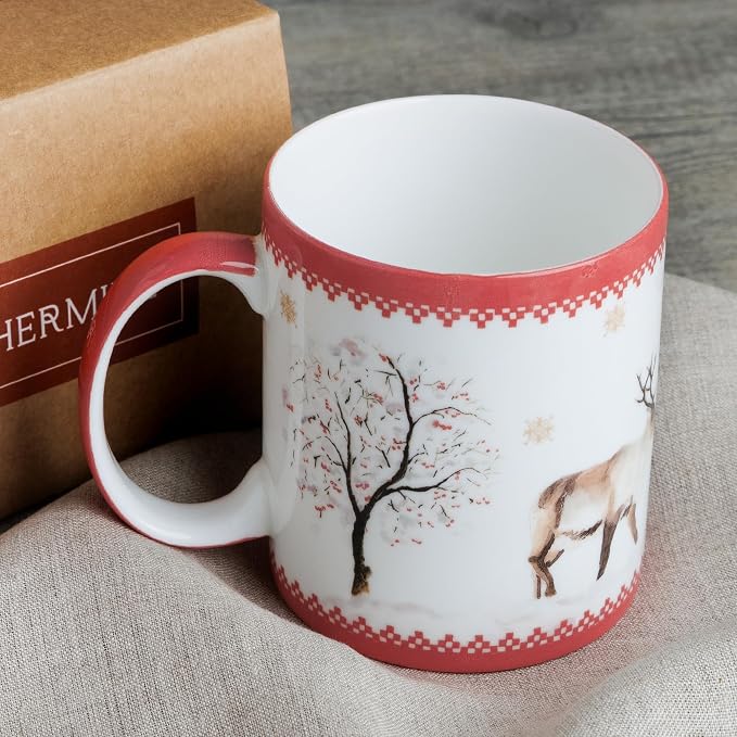 Maison d' Hermine Coffee Mug with Handles Tea Cups (12 Ounce, Pack of 1) | Fine Bone China Coffee Mugs for Hot Beverages Cappuccino Latte Home Restaurant Spring Summer -Rural Christmas - Gotaland - Image 8
