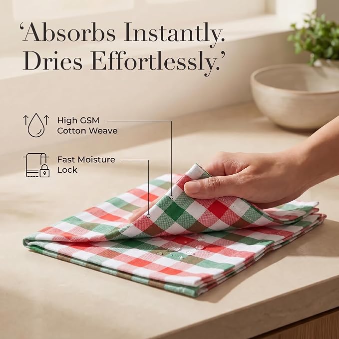 Urban Villa Cloth Napkins Cotton 12x12 (Set of 12) Red/Green/White - Image 3