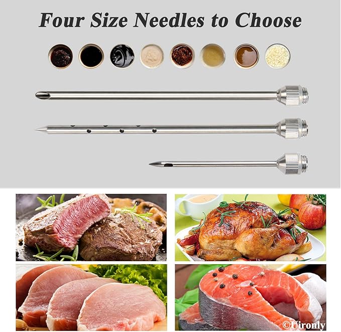 Meat Injector,Turkey Seasoning Injection Kit with 3 Professional Marinade Injector Needles for Grill Smoker BBQ Brisket; Include User Manual, E-Book - Storage Case