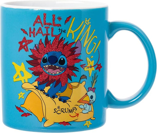 Silver Buffalo Disney Lilo and Stitch Lion King Costume, Ceramic Mug, 20oz | All Hail the King, Scrump, Glitter Finish, 0.59 Liters by SilverBuffalo