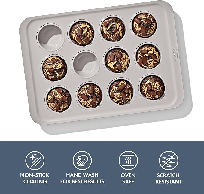 OXO Good Grips Non-Stick Pro Ceramic Coated Metal Bakeware 12 Cup Muffin Pan – Storm Blue - Image 2