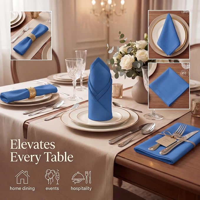 Urban Villa Cloth Napkins Cotton 20x20 (Set of 12) Royal Blue - Image 2