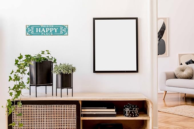 Our Happy Place Metal Sign 4x16in Family Plaque for Living Room Wall Decor Shared Space Gift - Image 4