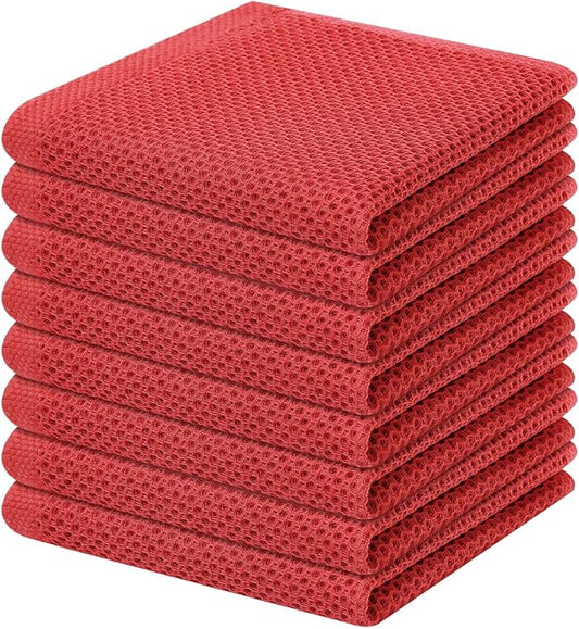 Homaxy 100% Cotton Waffle Weave Kitchen Dish Cloths 8-Pack, Brick Red | 12 x 12 Inches, Ultra Soft Absorbent Dish Towels, Quick Drying Dish Rags with Hanging Loop by Homaxy