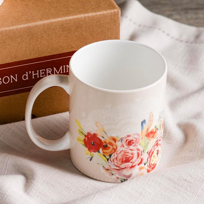 Maison d' Hermine Coffee Mug with Handles Tea Cups (15 Ounce, Pack of 2) | Fine Bone China Coffee Mugs for Hot Beverages Cappuccino Latte Home Restaurant Hotel Spring Summer -Ibiza - Beige - Image 7