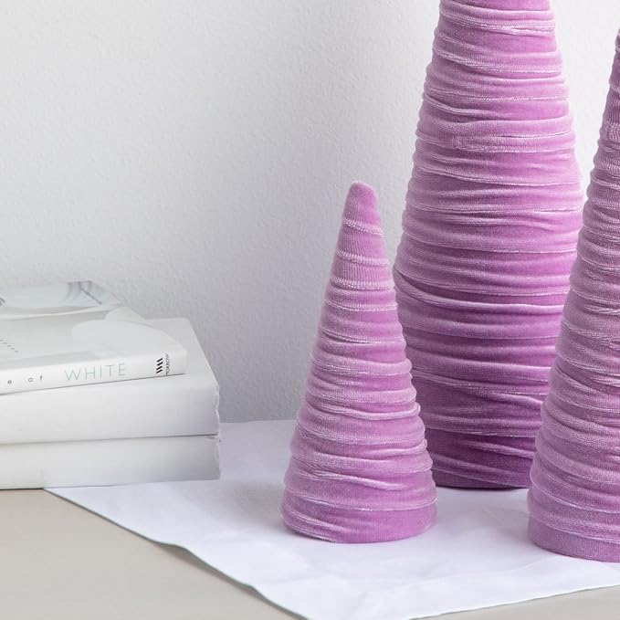 Your Heart's Content Set of 3 Velvet Trees, Lavender Valentine Tree Tabletop, Winter Bookshelf, Pastel Mantel Accent, Holiday Coquette Home Décor, Teen Girl (Lavender) - Image 5