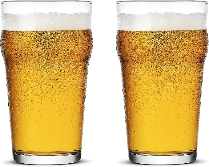 LUXU Pint Glasses,20oz British Beer Glass,Easy to Stack Beer Glasses | Drinking Glasses Made for Cold Beverages,2pc Beer Glass,Pilsner Glasses,IPA Beer Glass. Glassware Beer Cup,Beer Gifts for Men by LUXU