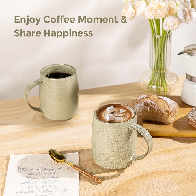 GBhome Large Coffee Mugs Set of 4, 18oz Handmade Ceramic Coffee Mugs Set with Gradient color for Latte/Tea/Beer/Hot Cocoa, Dishwasher & Microwave Safe, Cappuccino - Image 5