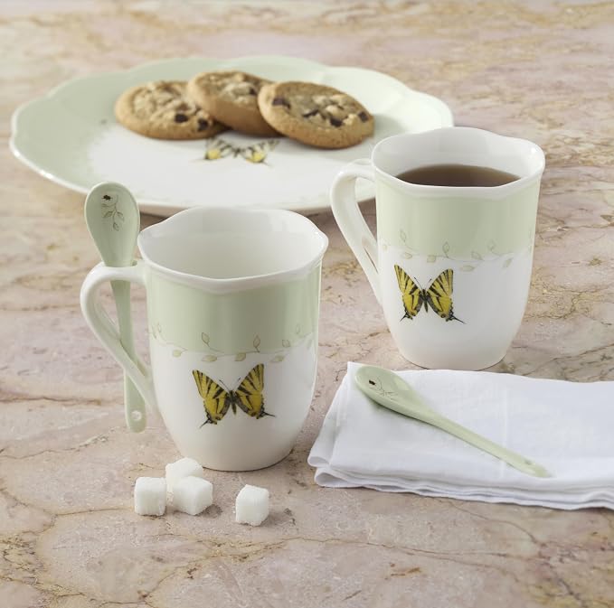 Lenox 897802 Butterfly Meadow Color Mugs With Spoons, Set Of 2, Green - Image 4