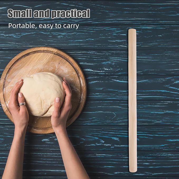 2pcs Solid Wood Rolling Pin for Dough Baking, 50x3cm Wooden Pastry Dough Roller with Resistance to Deformation, Versatile Kitchen Baking Tool for Bread and Cookie Preparation - Image 3