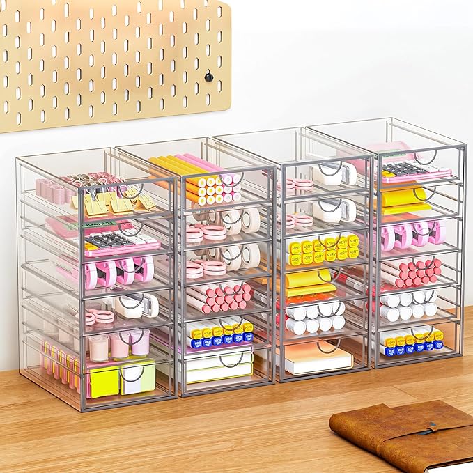 Arcylic Makeup Organzier with 5 Drawers, Clear Stackable Storage Drawers, Bathroom Countert Organizer,Plastic Storage Bins For Vanity, Cabinets, Pantry, Home Organization and Storage