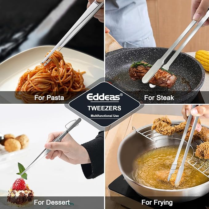 Eddeas 16 Inch long Kitchen Tweezers - 2 Pack large Tweezer Tongs for Cooking, Heavy Duty Stainless Steel Heat Resistant 600°F Food tweezers, Dishwasher safe - Image 6