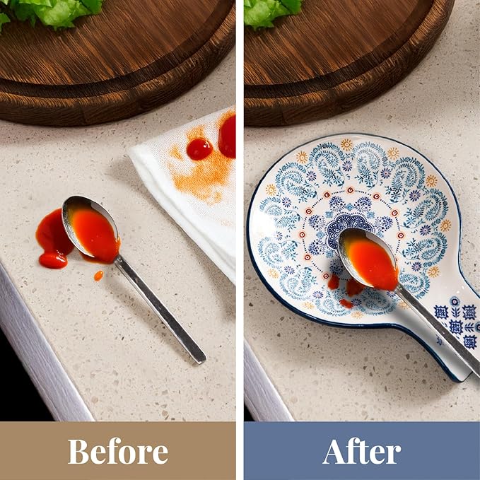 Bico Blue Talavera Spoon Rest for Stove Top, Ceramic Spoon Holder for Kitchen Counter, Easy to Clean Coffee Spoon Rest Dishwasher Safe, Kitchen Cooking Utensil Rest for Ladles Spatula - Image 3