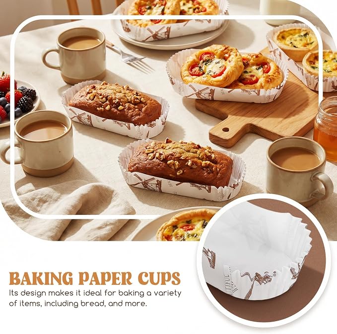 Kichvoe Baking Liners Elegant Chic Pattern Prevents Warping and Breaking and 100pcs Non-stick Paper for High-temperature Resistant Parchment Liner Baking Cups Bread Pizza - Image 3
