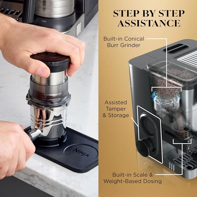 Ninja Luxe Café Premier 3-in-1 Espresso Machine, Drip Coffee, & Cold Brew | Built-in Grinder, Hands-Free Milk Frother, and Assisted Tamper for Cappuccinos & Lattes, Stainless Steel, ES601 - Image 5