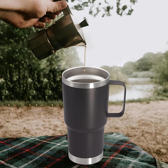 20 oz Tumbler with Handle and Lid Insulated Travel Coffee Mug Grey 12P | Stainless Steel Tumbler, coffee tumbler with handle,Spill Proof Double Wall Vacuum Tumbler Cup Keep Drink Hot & Cold - Image 8