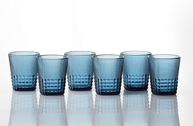 Fortessa Malcolm Double Old Fashioned Cocktail Glass 6 Pack, 11.5-Ounce, Cornflower Blue - Image 5