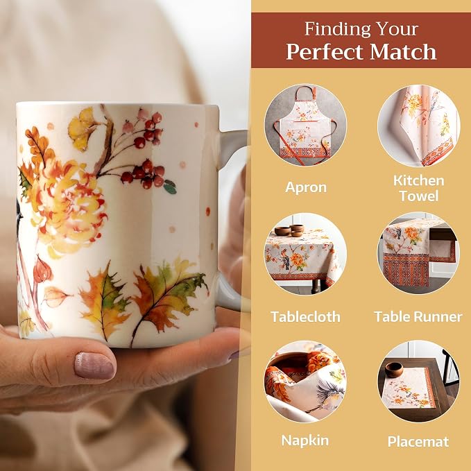 Maison d' Hermine Coffee Mug with Handles Tea Cups (12 Ounce, Pack of 1) | Fine Bone China Coffee Mugs for Hot Beverages Cappuccino Latte Home Restaurant Spring Summer -Kelim - Prairie - Autumn Joy - Image 6