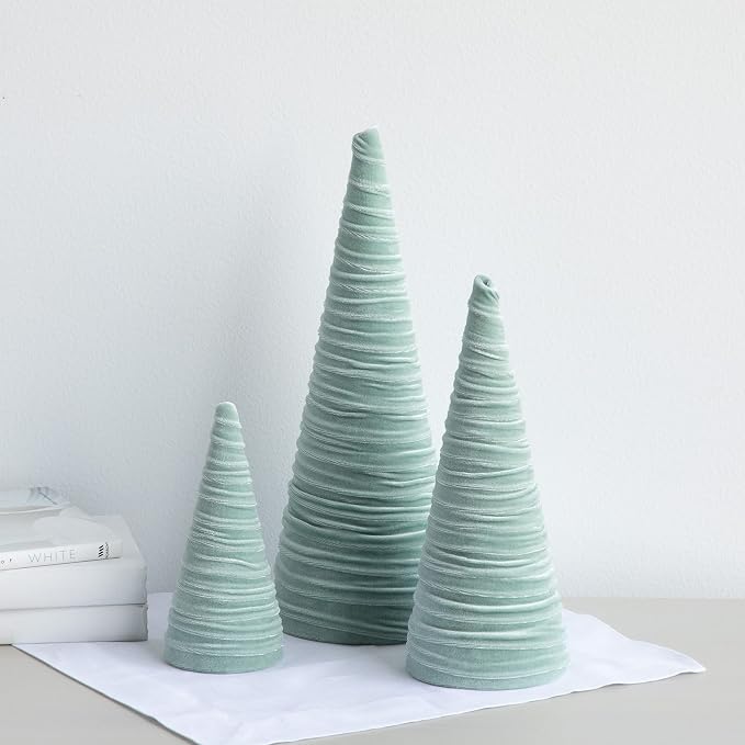 Your Heart's Content Sage Velvet Trees Set of 3, Spring Tree Tabletop, Elegant Mantel Accent, Tablescape, Modern Farmhouse Wedding Centerpiece (Sage) - Image 5