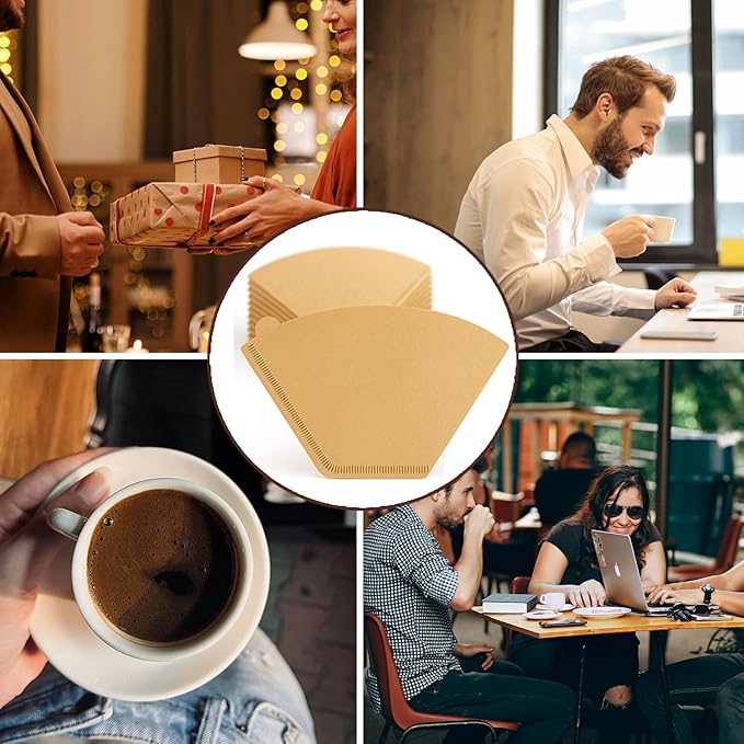100 Count #4 Cone Coffee Filters Unbleached Natural Paper, 8-12 Cup Size 4 Coffee Filter, Durable, Eco-Friendly, Easy Fit, No Clogging, Smooth Flow, Compatible With Most Drip Machines