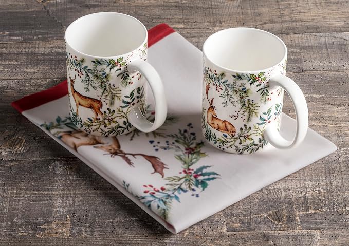 Maison d' Hermine Coffee Mug with Handles Tea Cups (15 Ounce, Pack of 2) | Fine Bone China Coffee Mugs for Hot Beverages Cappuccino Latte Home Restaurant Hotel Spring Summer -Holly Time - Image 7