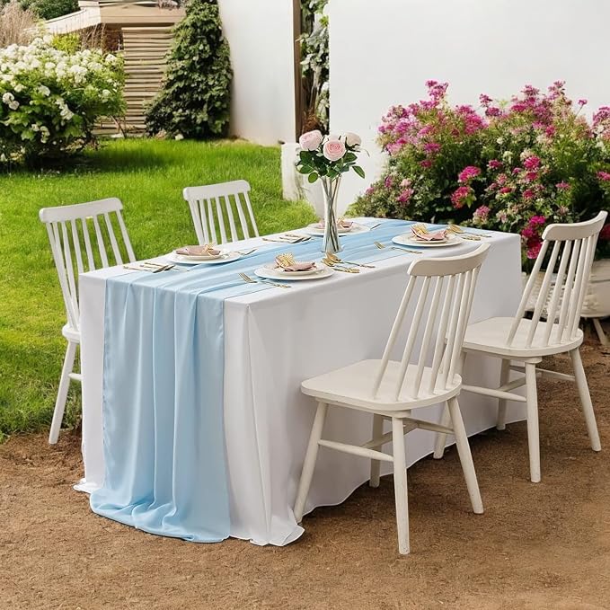 Pack of 5 | Aqua Blue | 10ft Chiffon Table Runner 29x120 Inches Long Romantic Rustic Sheer Gauze Runner for Wedding Bridal Shower Birthday Banquets Engagement Spring Easter Boho Decorations - Image 6