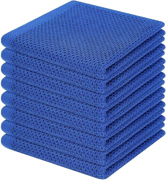 Homaxy 100% Cotton Waffle Weave Kitchen Dish Cloths 8-Pack, Blueberry | 12 x 12 Inches, Ultra Soft Absorbent Dish Towels, Quick Drying Dish Rags with Hanging Loop by Homaxy